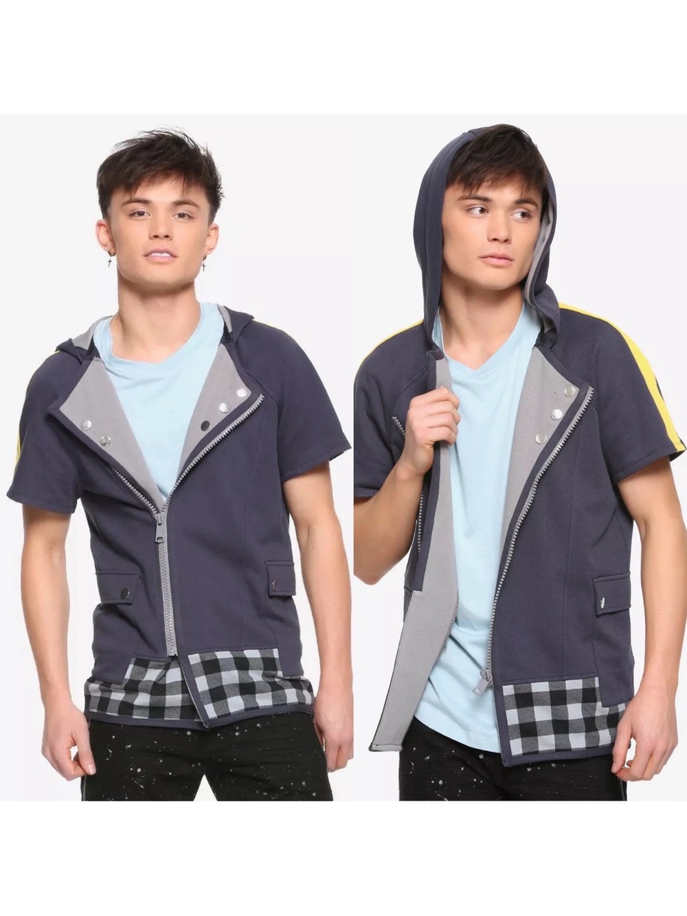 Disney Kingdom Hearts III 3 Riku Costume Cosplay Grey Zip Up Hoodie